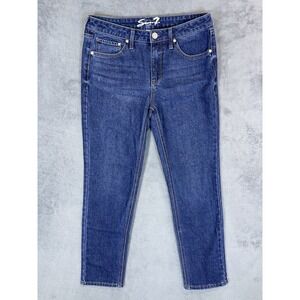 Seven 7 Jeans Womens 4 Blue Dark Wash Mid Rise Slim Straight Stretch Preppy